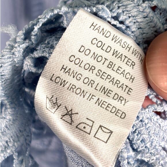 Boho off-shoulder blouse w/ crochet lace trim – S blue - Picture 7 of 7